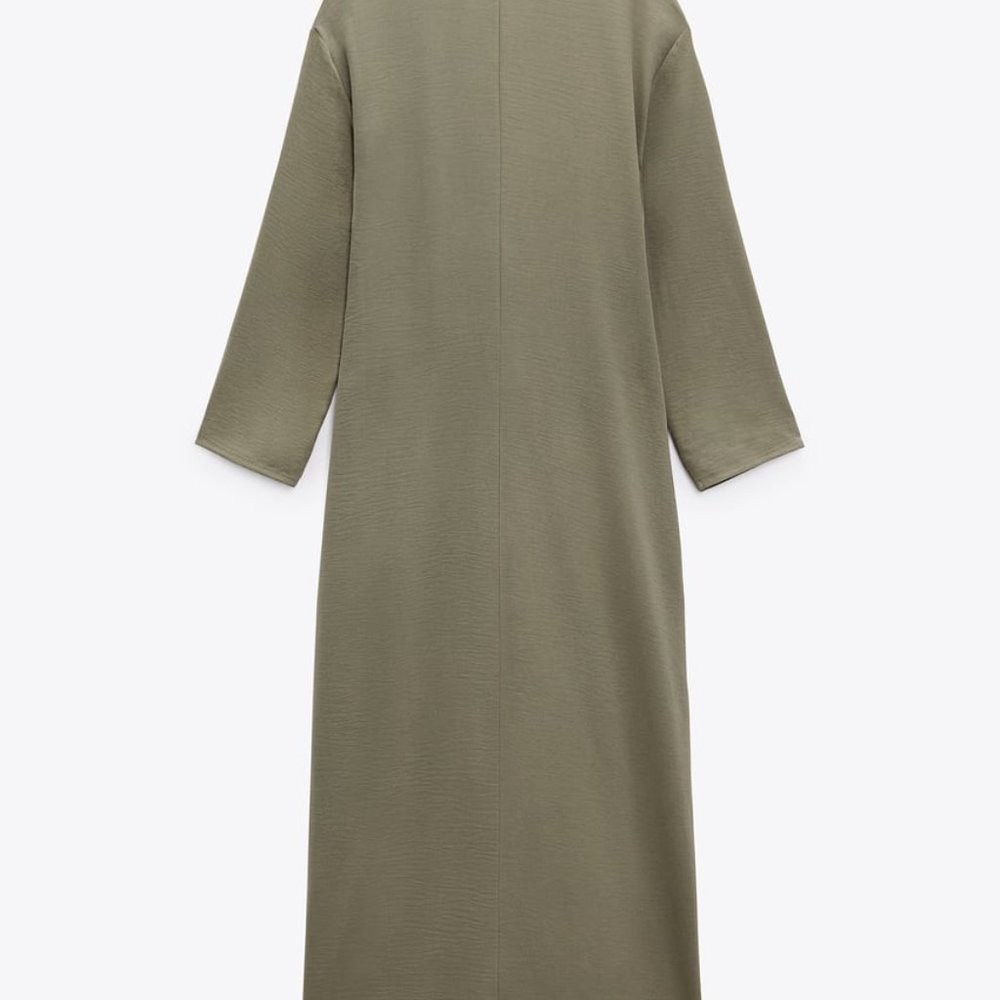 NWT Zara khaki front nkot midi casual dress/Zara loose fitted dress - Picture 7 of 8